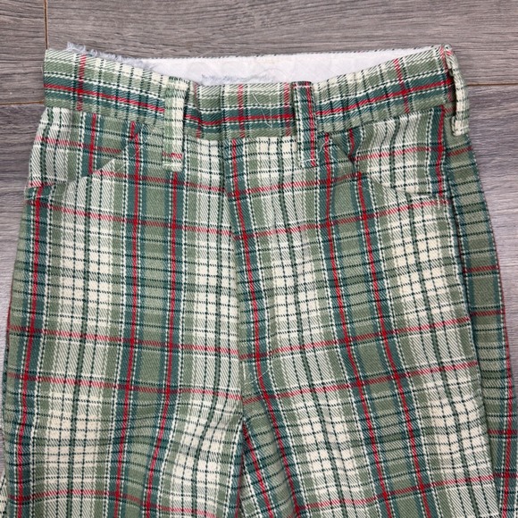 Vintage 70s Sears Rough-Housers Plaid Pants 6 Slim Flare Perma-Prest Boys - Picture 2 of 11